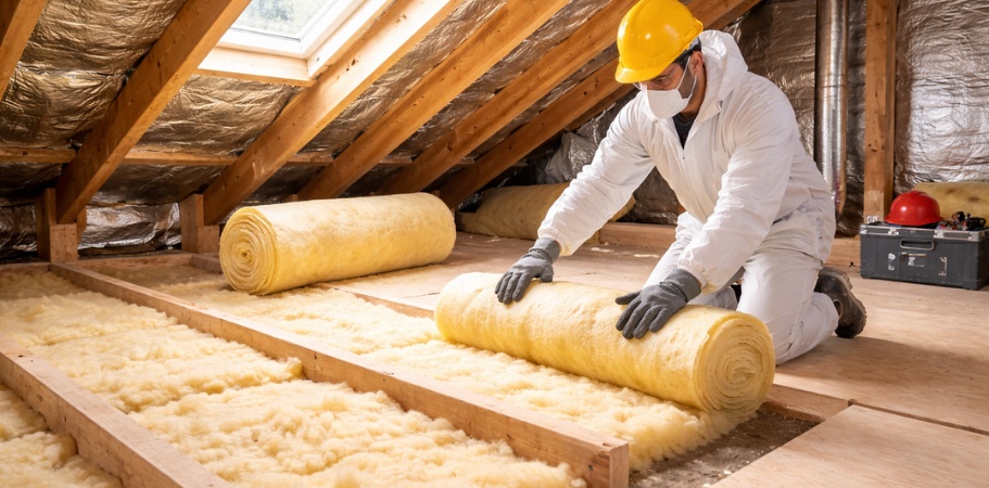 Isolation des combles avec laine isolante pour améliorer la performance thermique de la maison