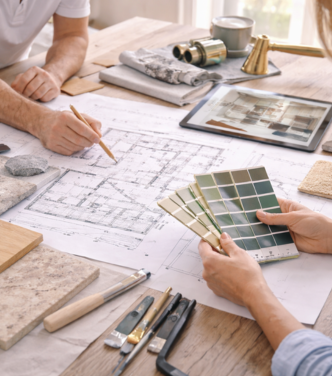 Choix de couleurs et matériaux pour projet de décoration et modernisation intérieure